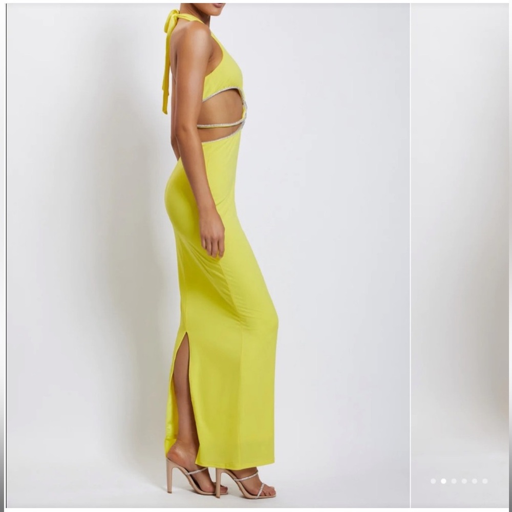Meshki Yellow Nicha Diamante Cut Out Midi Dress - Picture 4 of 10